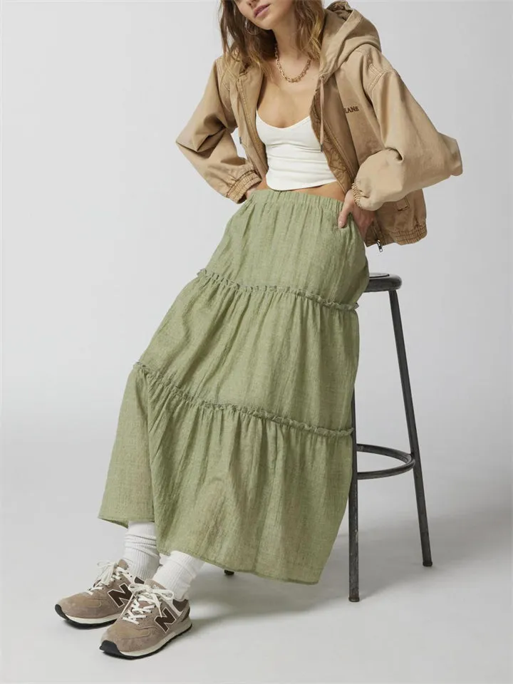 Beautiful Patchwork Design Cake Long Skirt for Women