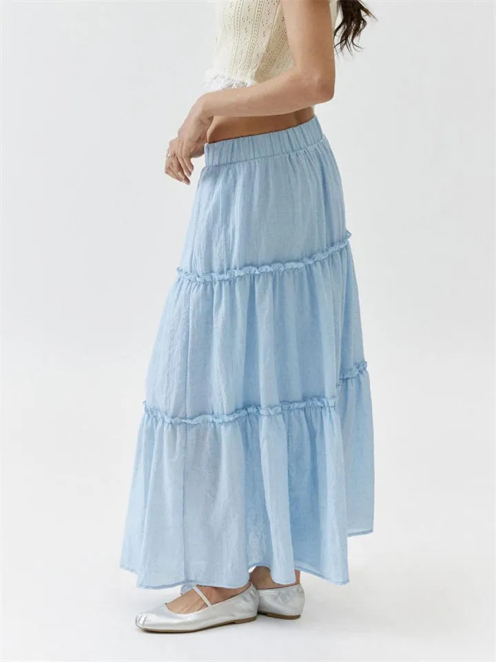 Beautiful Patchwork Design Cake Long Skirt for Women