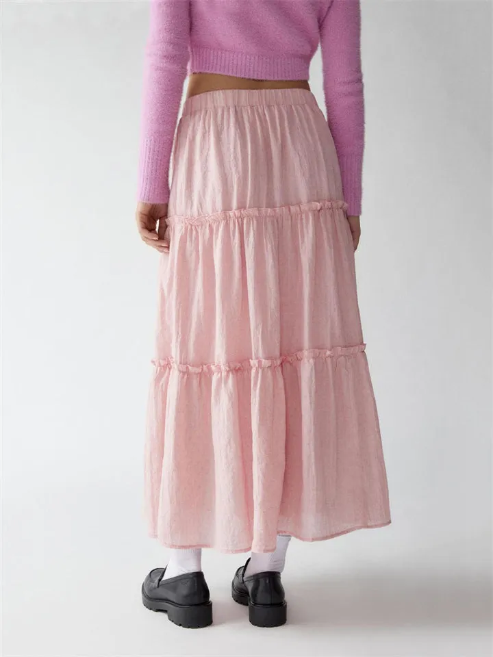 Beautiful Patchwork Design Cake Long Skirt for Women