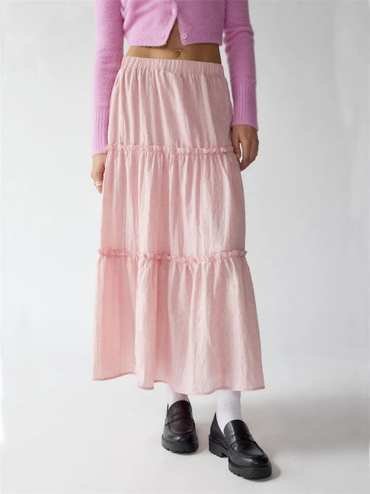 Beautiful Patchwork Design Cake Long Skirt for Women