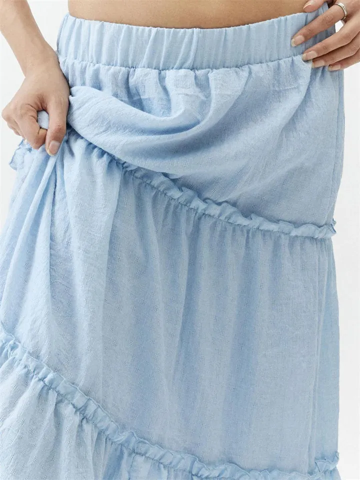 Beautiful Patchwork Design Cake Long Skirt for Women