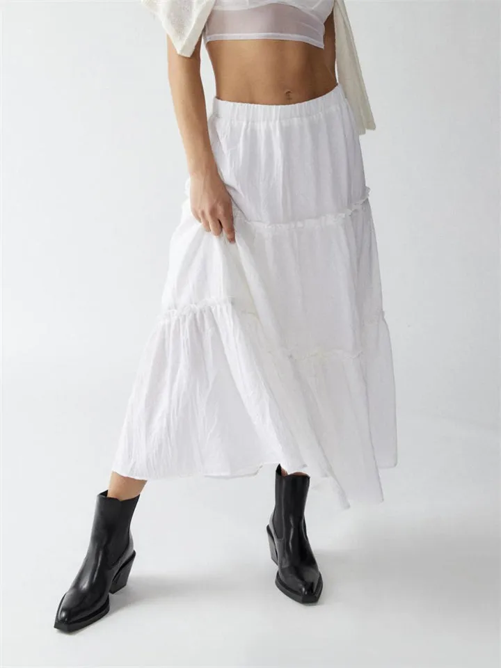 Beautiful Patchwork Design Cake Long Skirt for Women