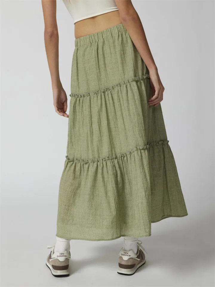 Beautiful Patchwork Design Cake Long Skirt for Women