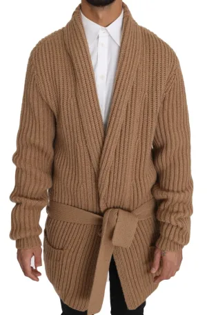 Beige Knitted Camel Wrap Sweater