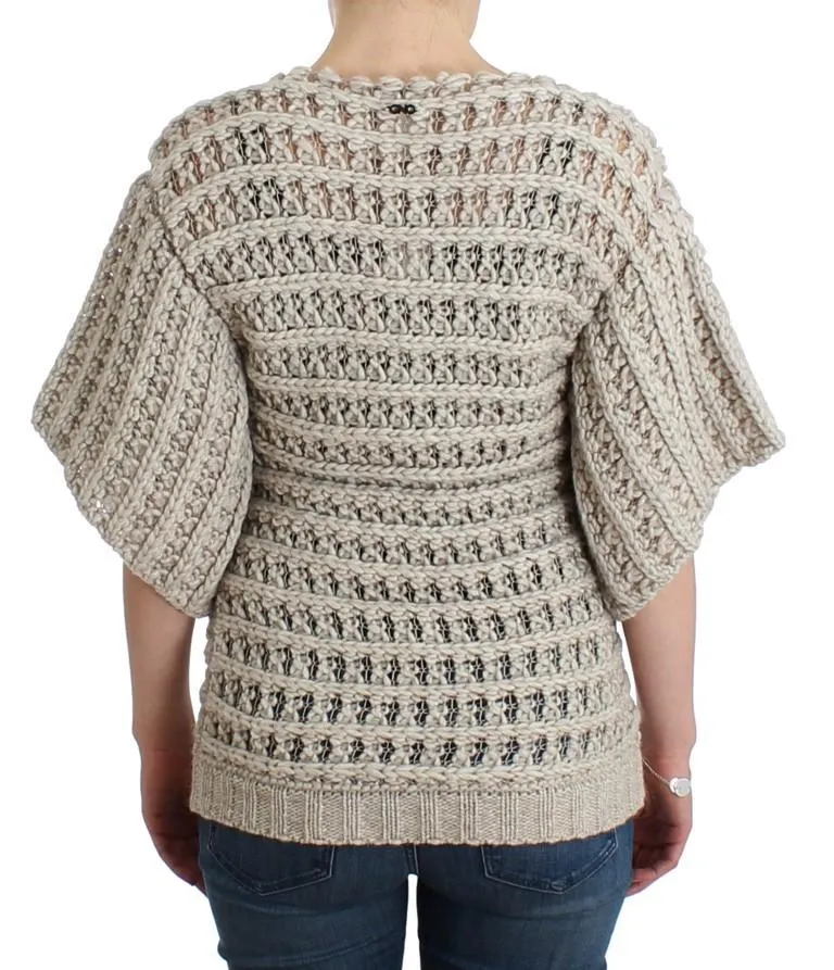 Beige short sleeved sweater