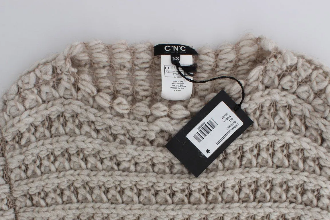 Beige short sleeved sweater