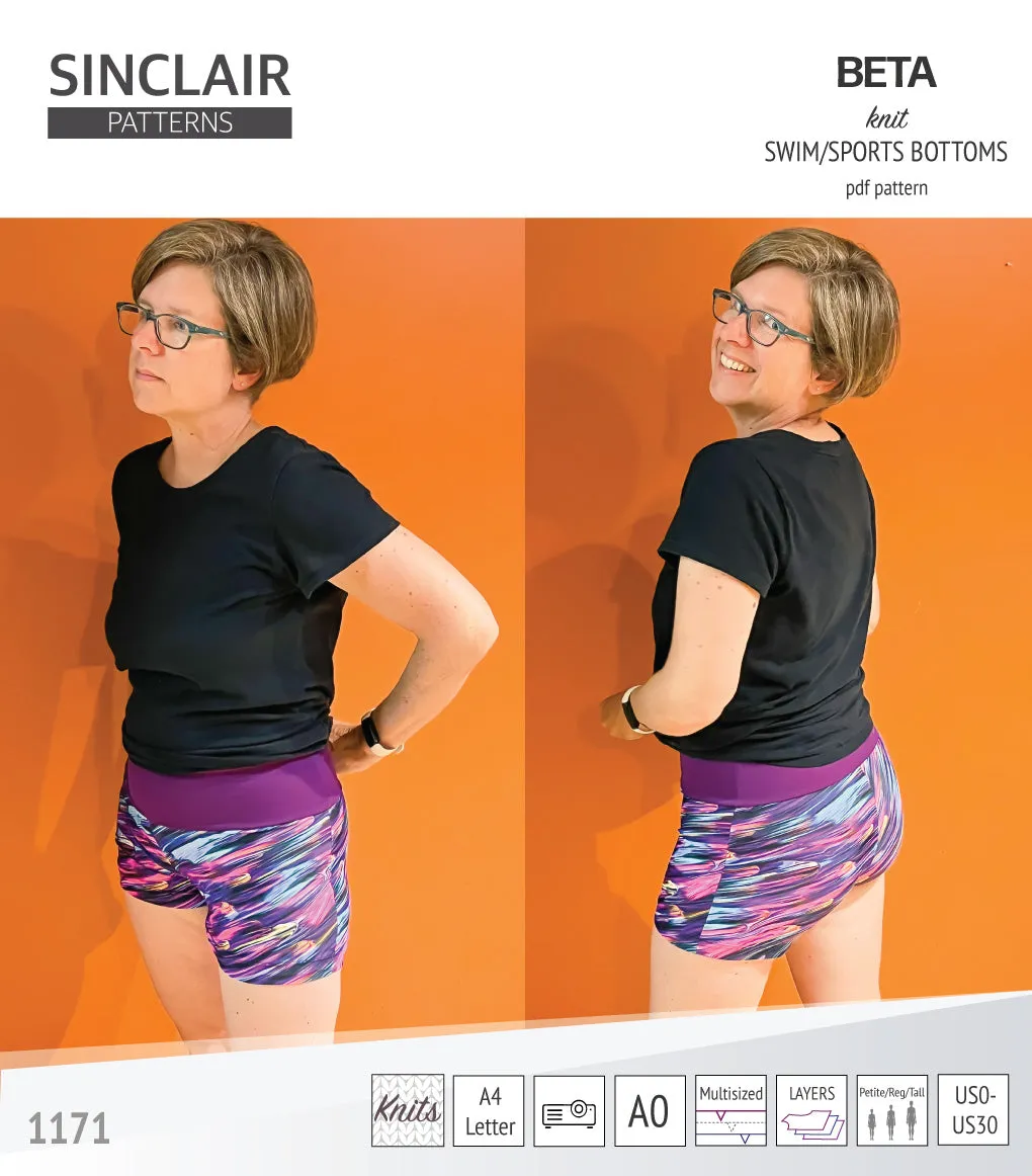 Beta swim/sports bottoms with a lace up accent option (PDF)