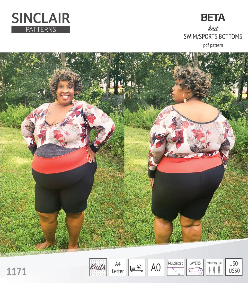 Beta swim/sports bottoms with a lace up accent option (PDF)