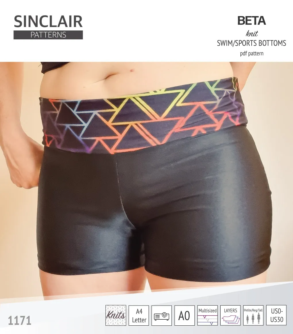 Beta swim/sports bottoms with a lace up accent option (PDF)