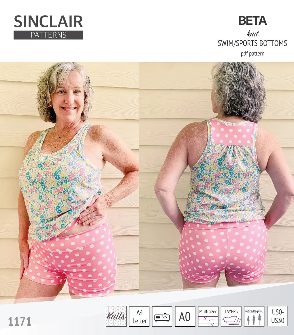 Beta swim/sports bottoms with a lace up accent option (PDF)
