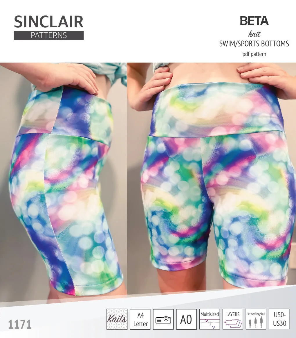 Beta swim/sports bottoms with a lace up accent option (PDF)