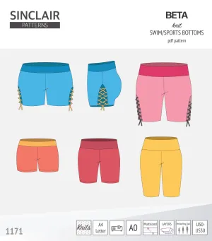 Beta swim/sports bottoms with a lace up accent option (PDF)