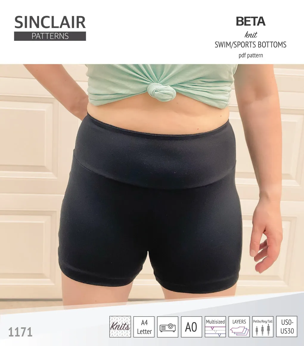 Beta swim/sports bottoms with a lace up accent option (PDF)