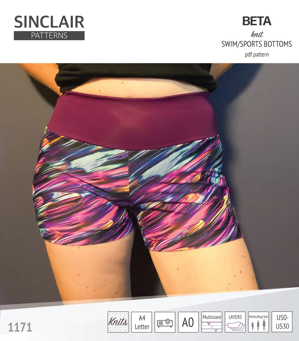 Beta swim/sports bottoms with a lace up accent option (PDF)