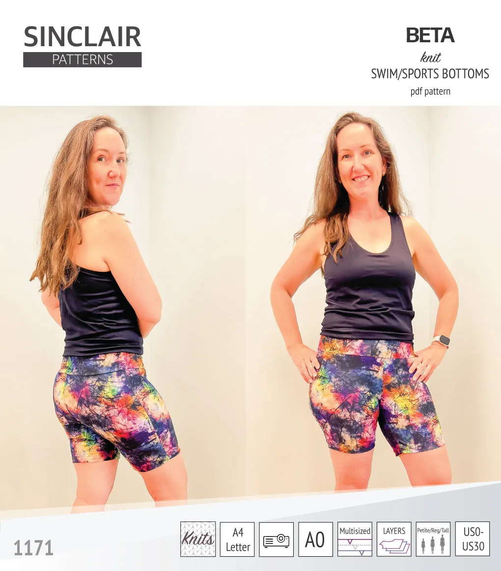 Beta swim/sports bottoms with a lace up accent option (PDF)