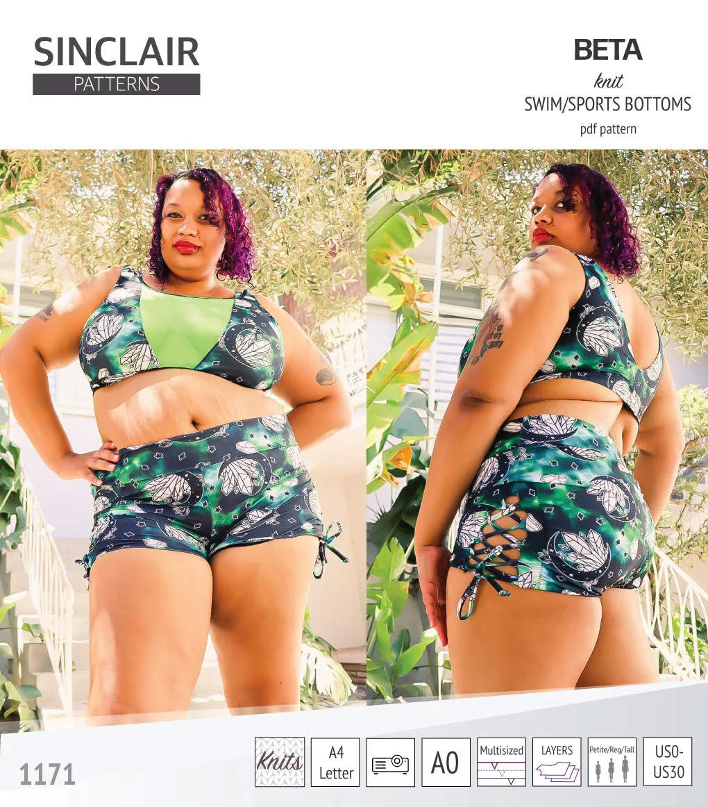 Beta swim/sports bottoms with a lace up accent option (PDF)