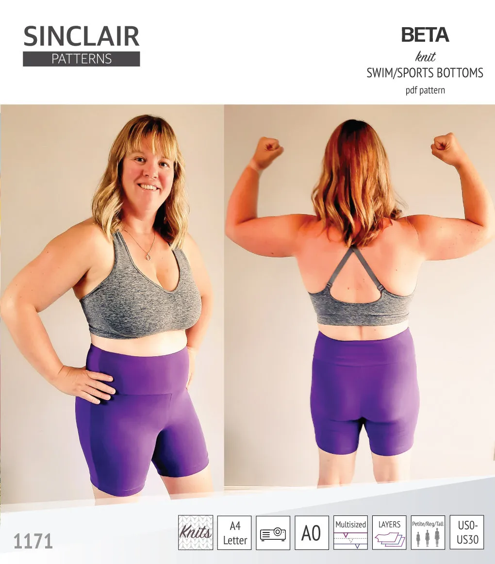 Beta swim/sports bottoms with a lace up accent option (PDF)