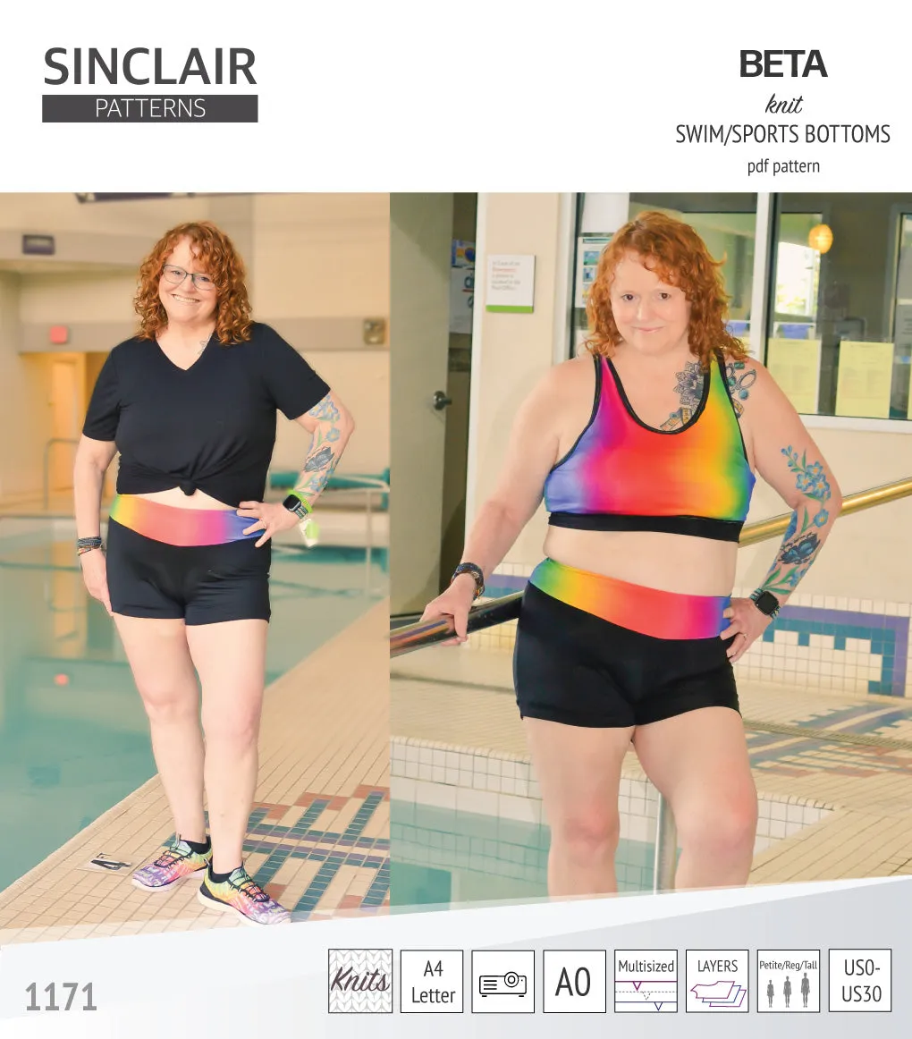 Beta swim/sports bottoms with a lace up accent option (PDF)
