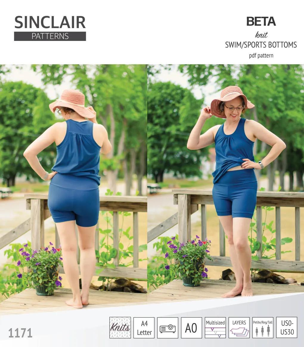 Beta swim/sports bottoms with a lace up accent option (PDF)