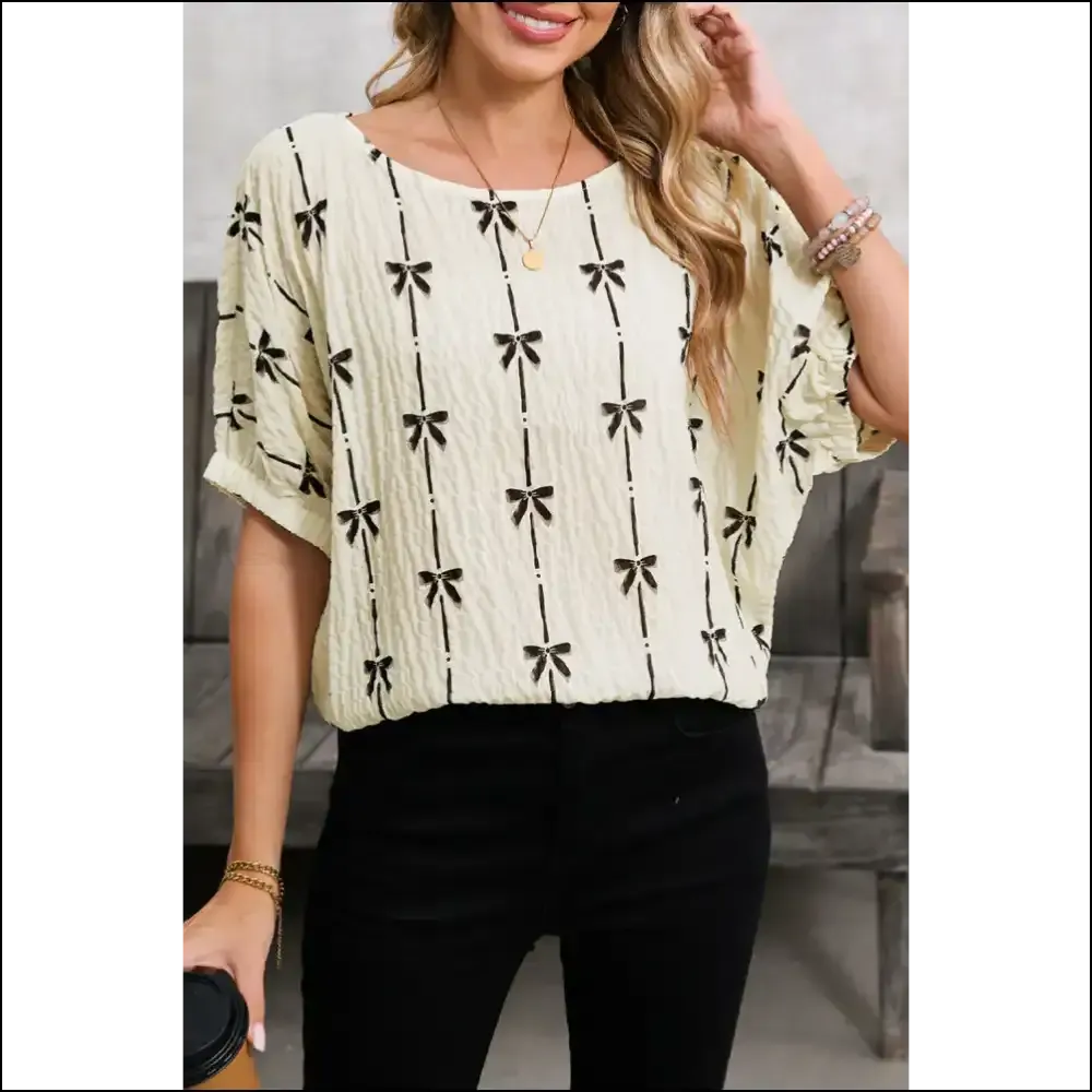 Black Bow Print Puff Sleeve Blouse: Dangerously Cute 🖤