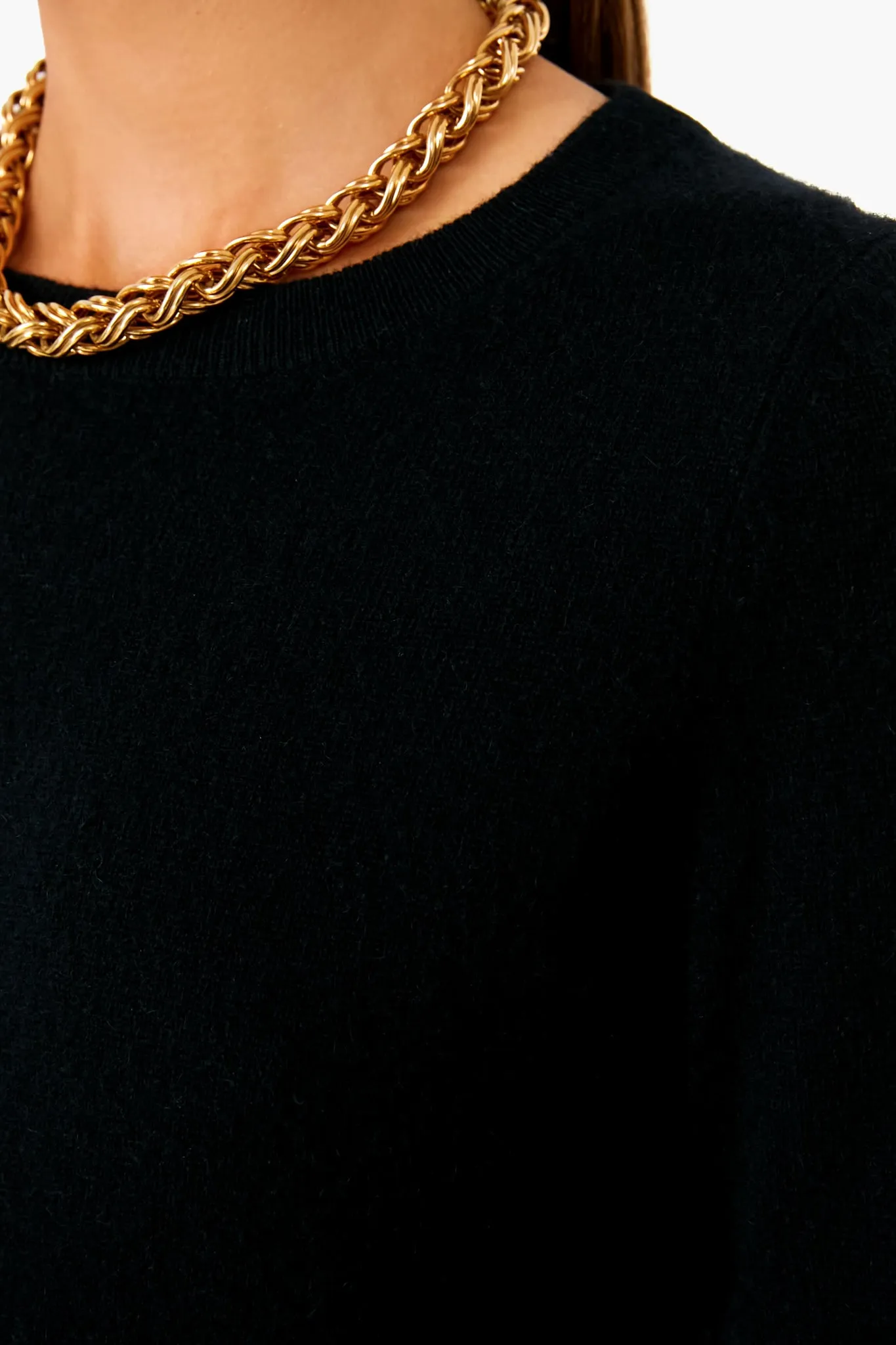 Black Cashmere Classic Crewneck Sweater