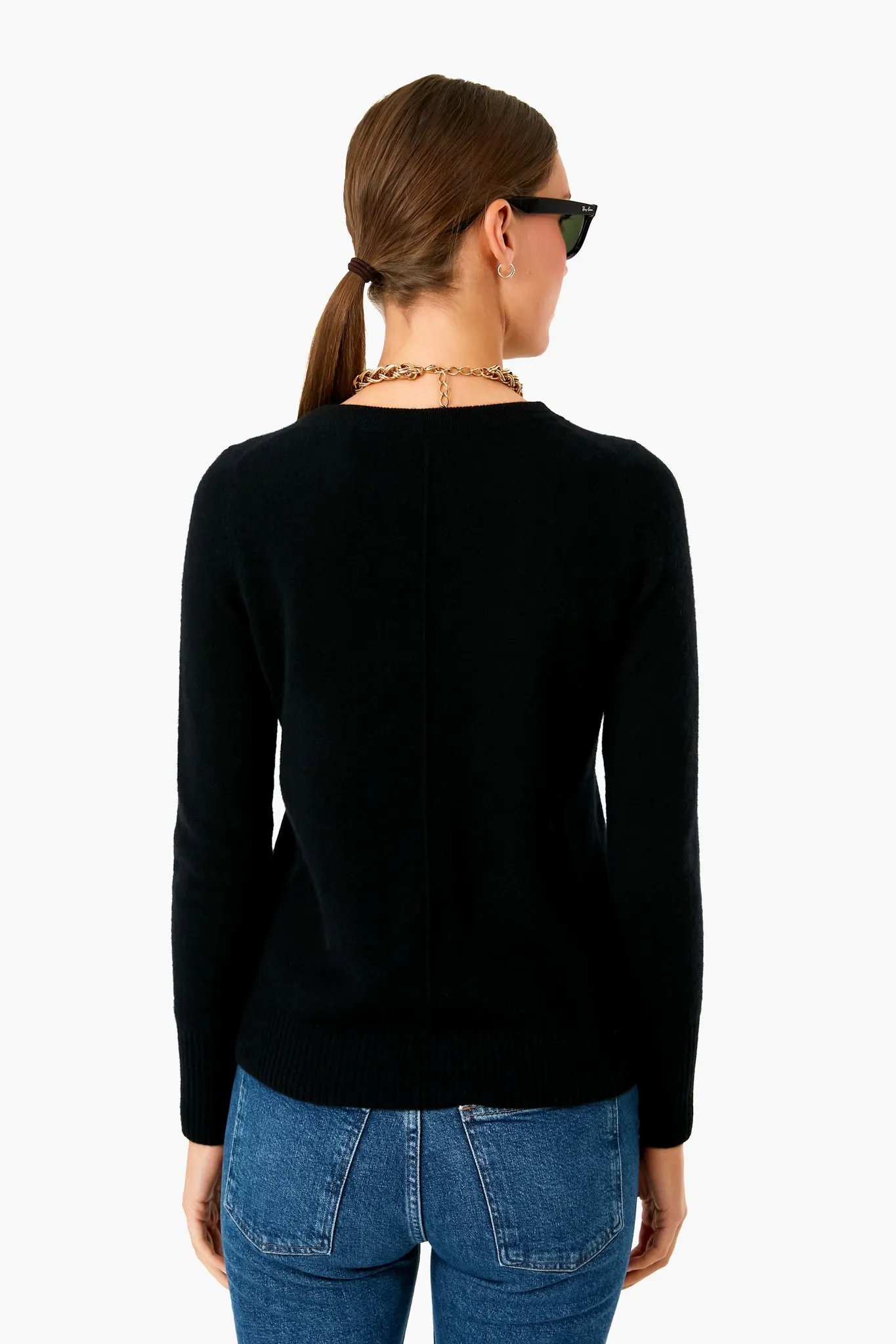 Black Cashmere Classic Crewneck Sweater