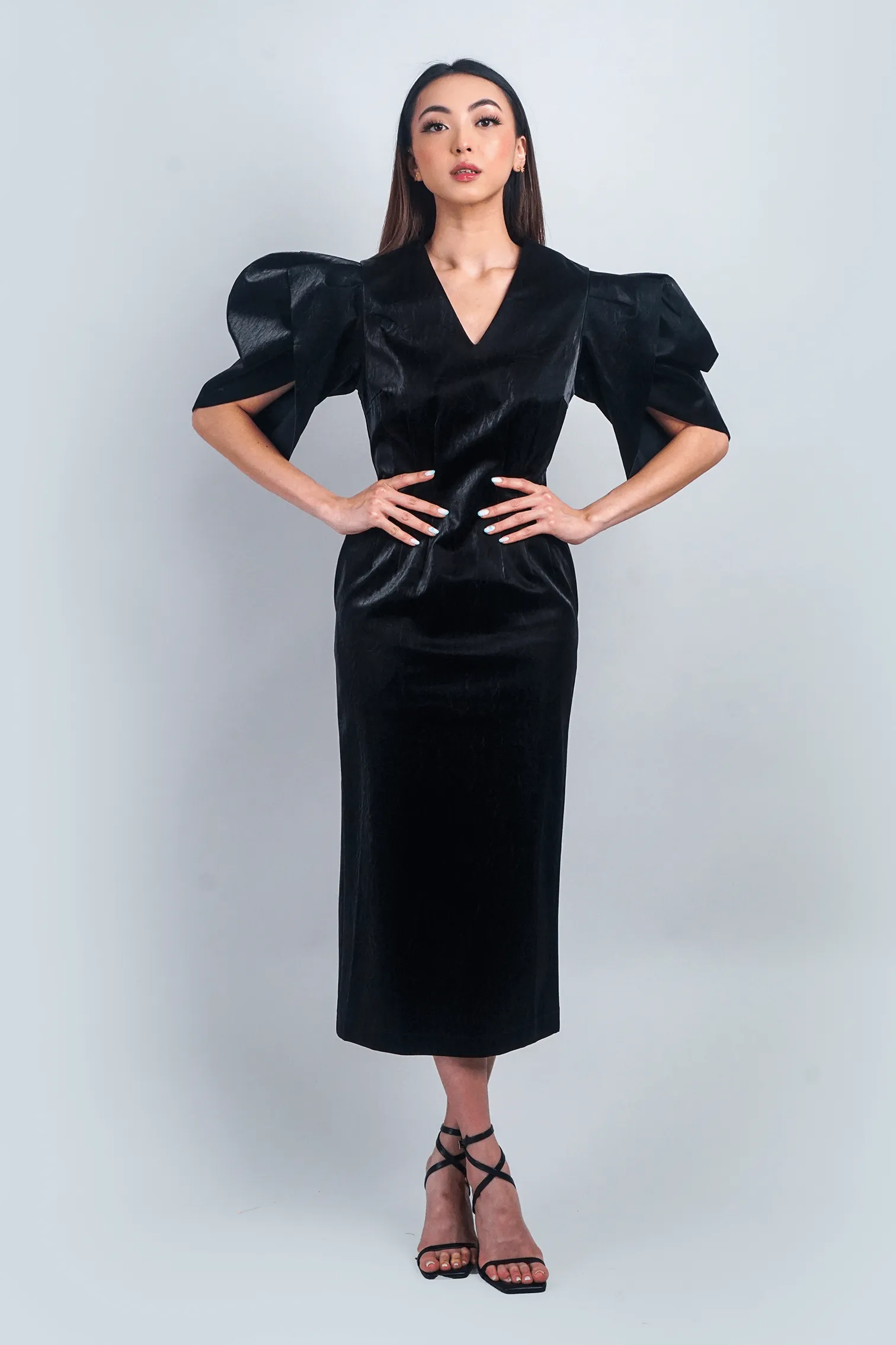 Black Lux Slim Midi Dress