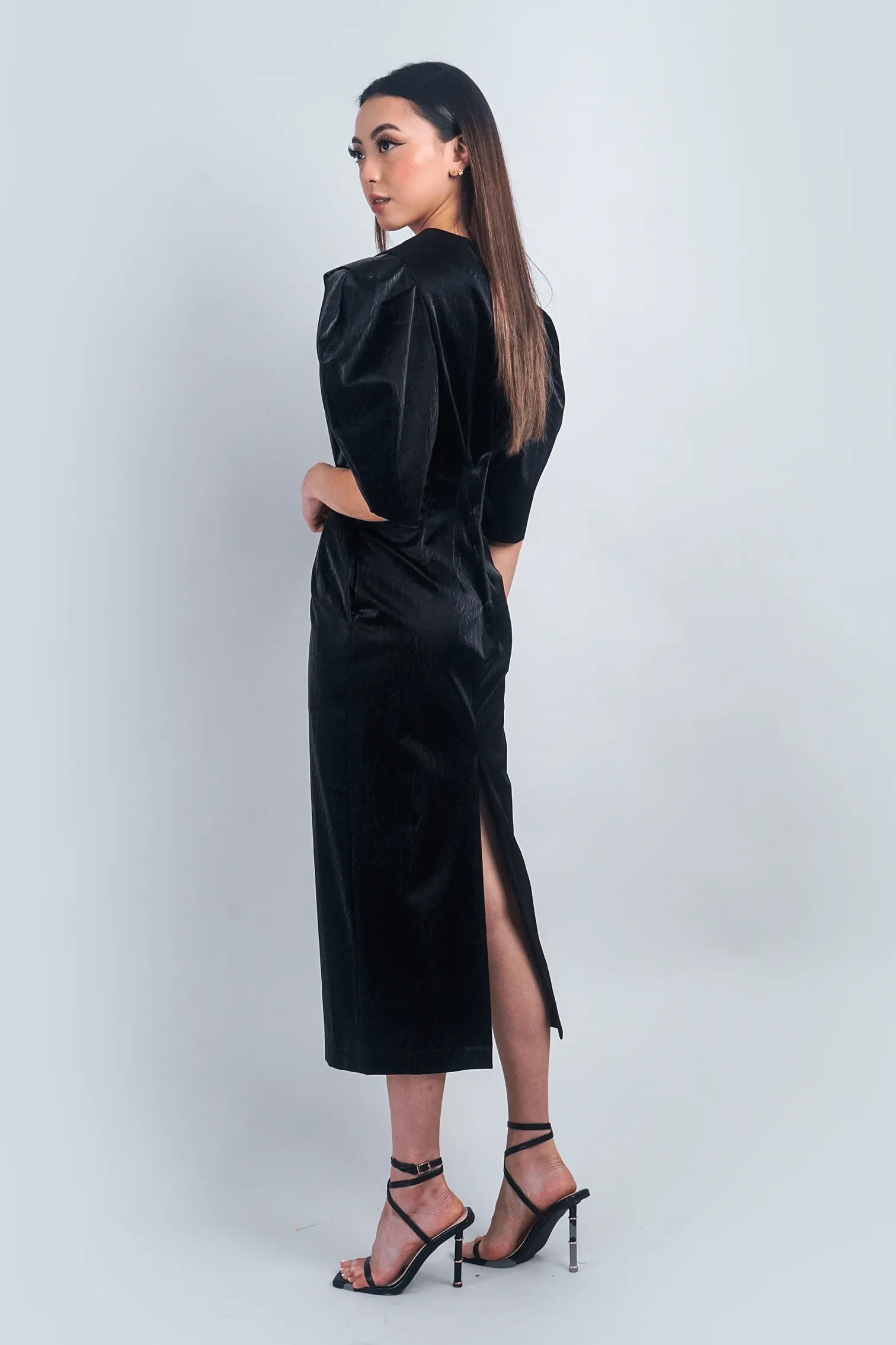 Black Lux Slim Midi Dress