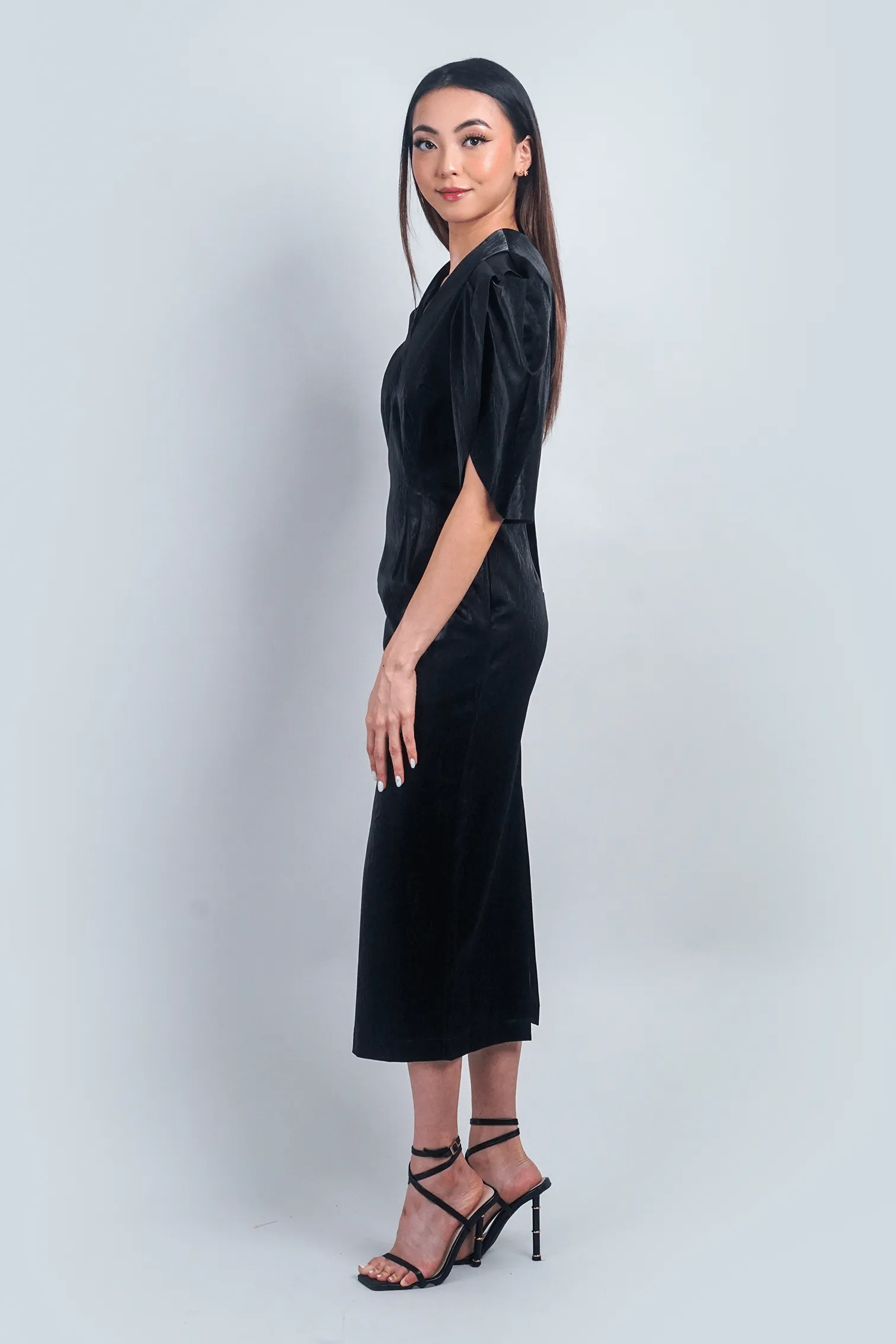 Black Lux Slim Midi Dress