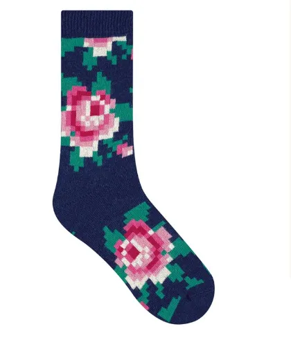 Bleuforet-Pixel Flower Pattern Socks-6490