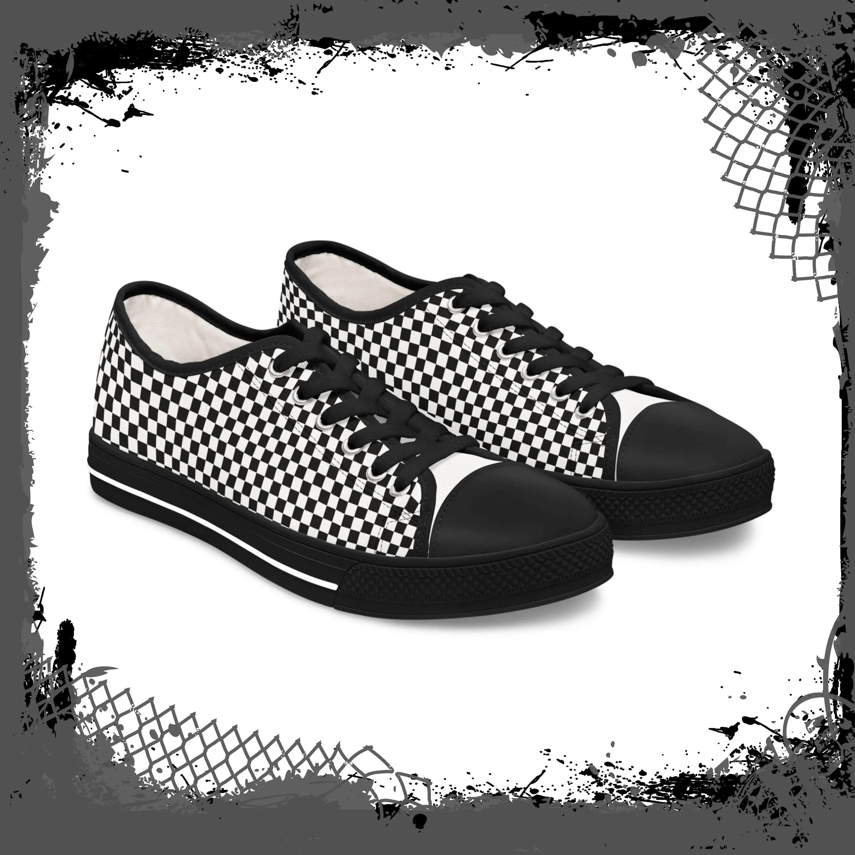 BLK/WHT Women's Checkered Low Tops