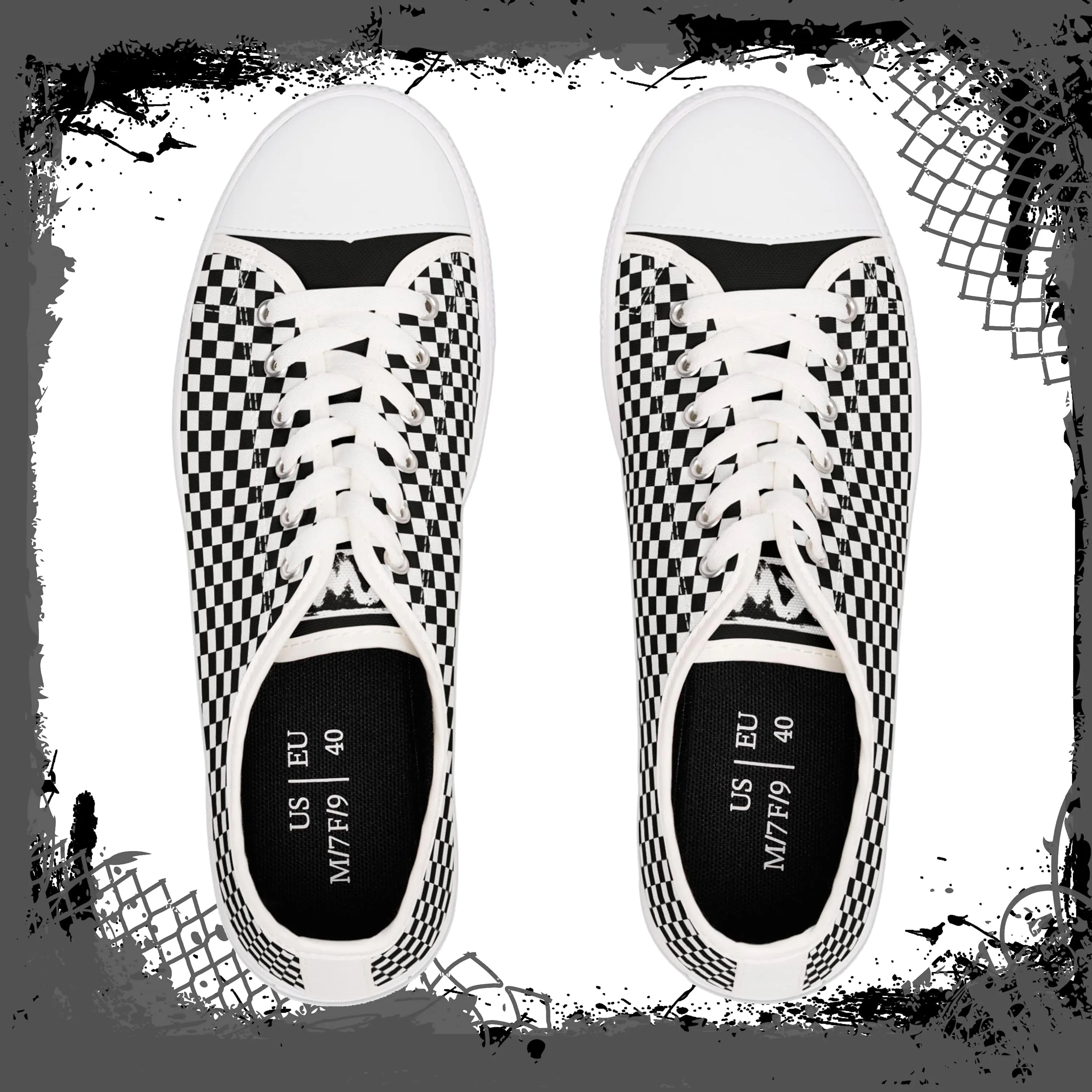 BLK/WHT Women's Checkered Low Tops