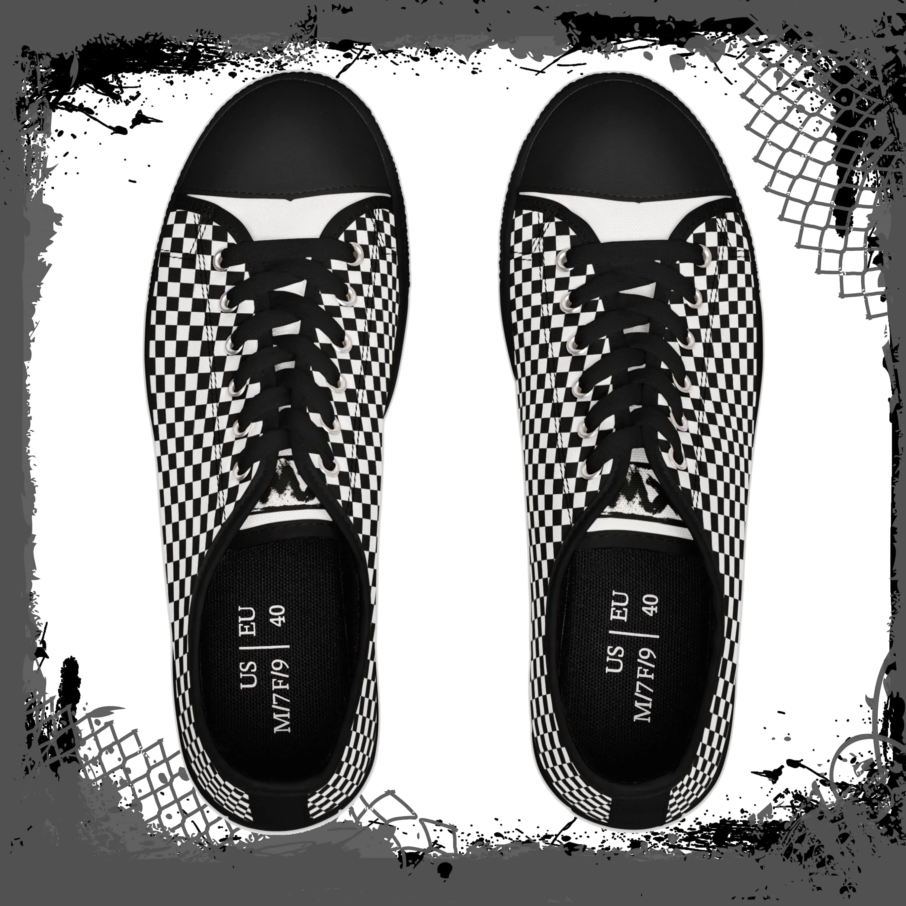 BLK/WHT Women's Checkered Low Tops