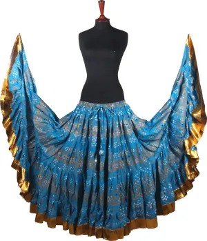 Block print skirt Jaipur Beauty 4 Border skirt with shiny trim WLS