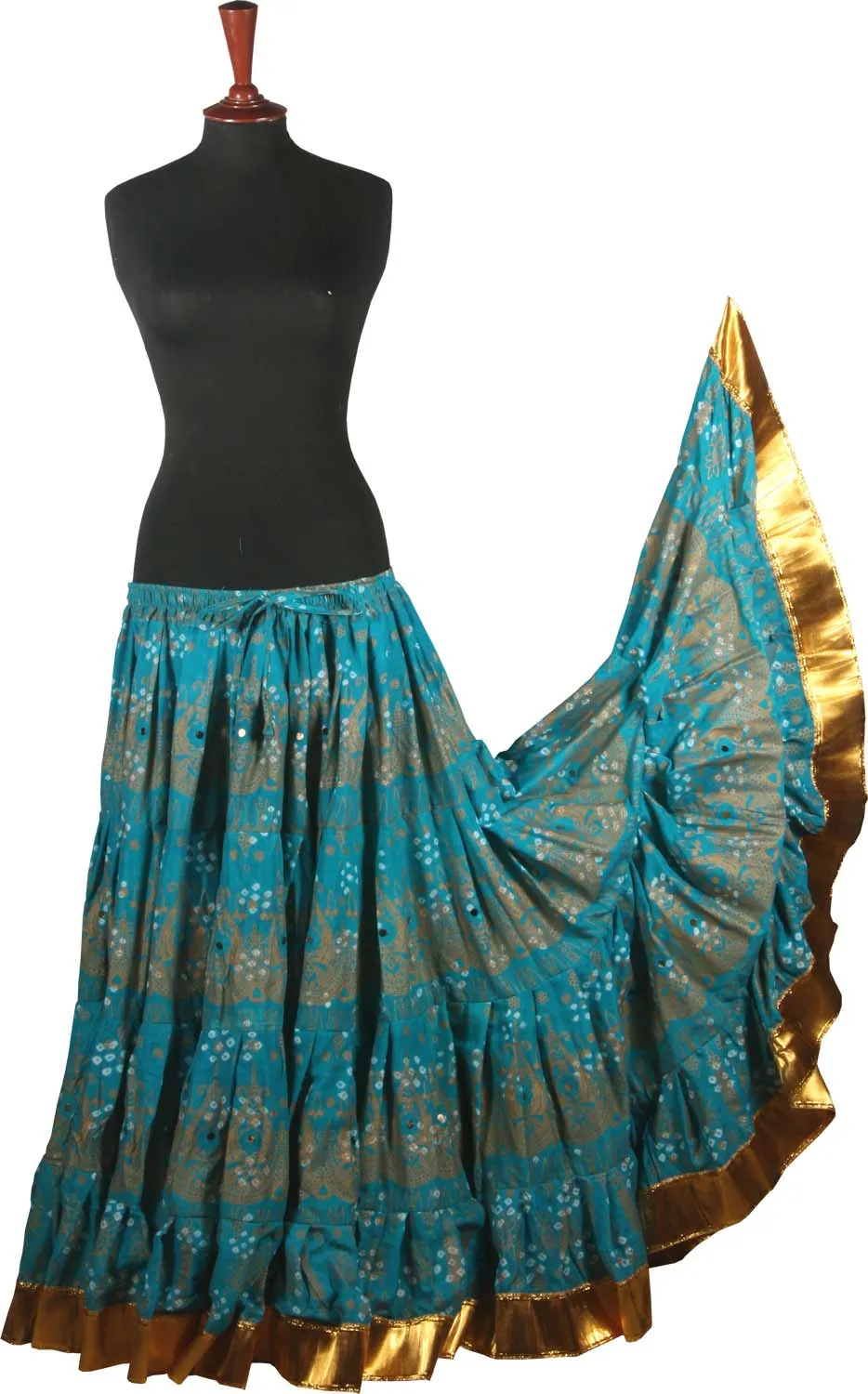 Block print skirt Jaipur Beauty 4 Border skirt with shiny trim
