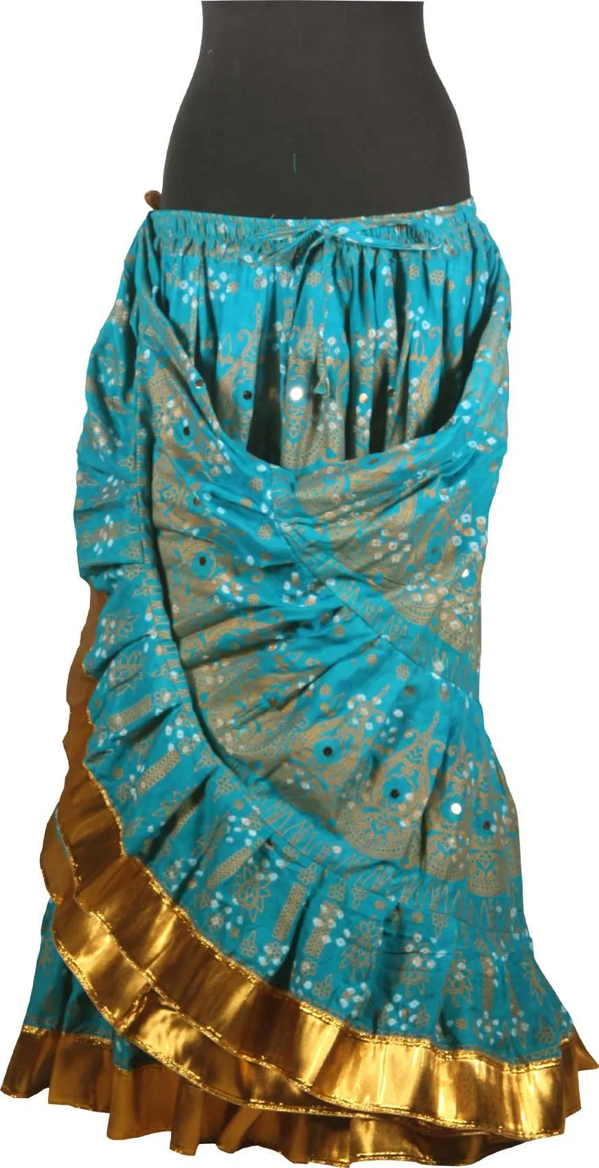 Block print skirt Jaipur Beauty 4 Border skirt with shiny trim