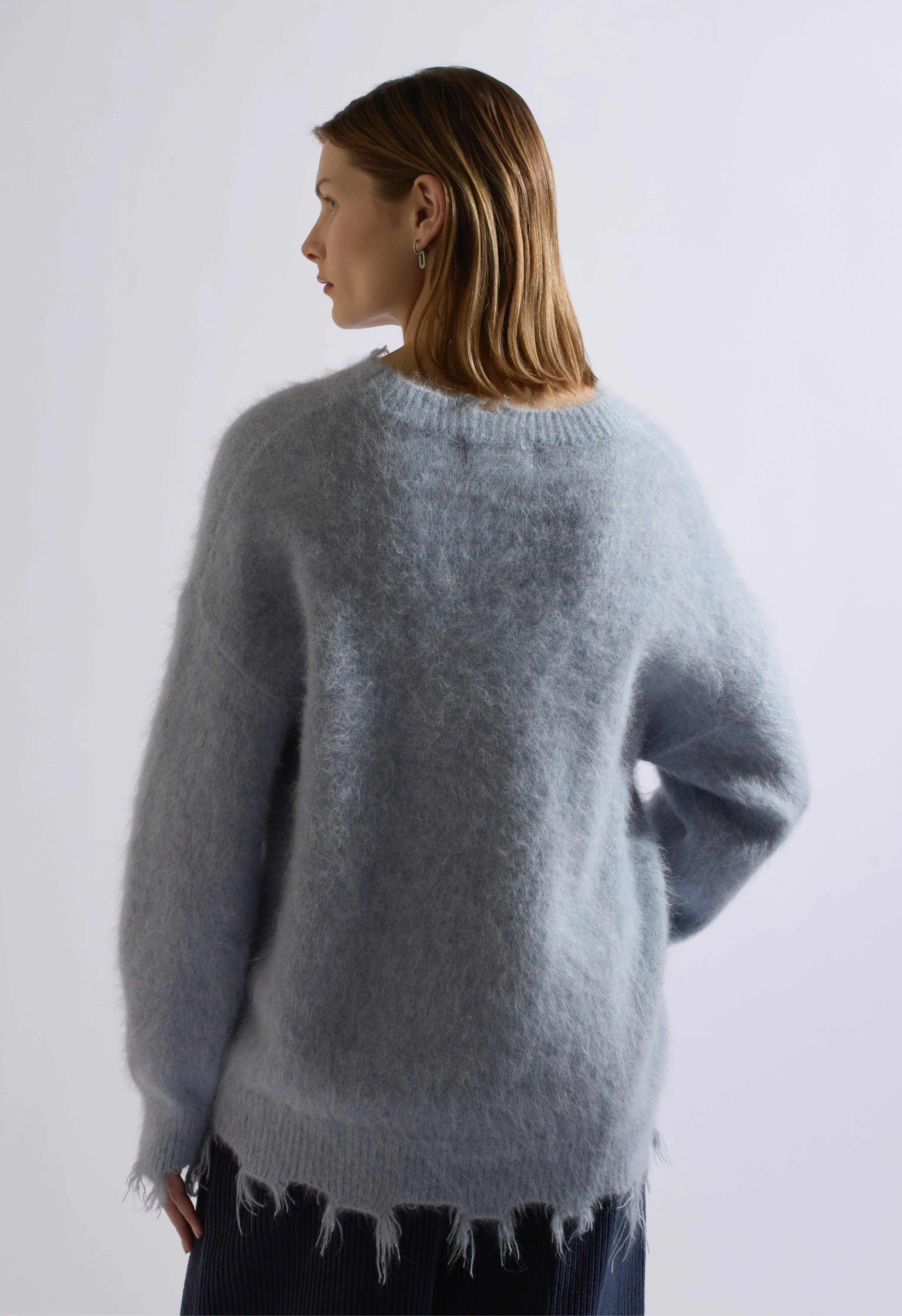 Blue Alpaca Wool Distressed Sweater
