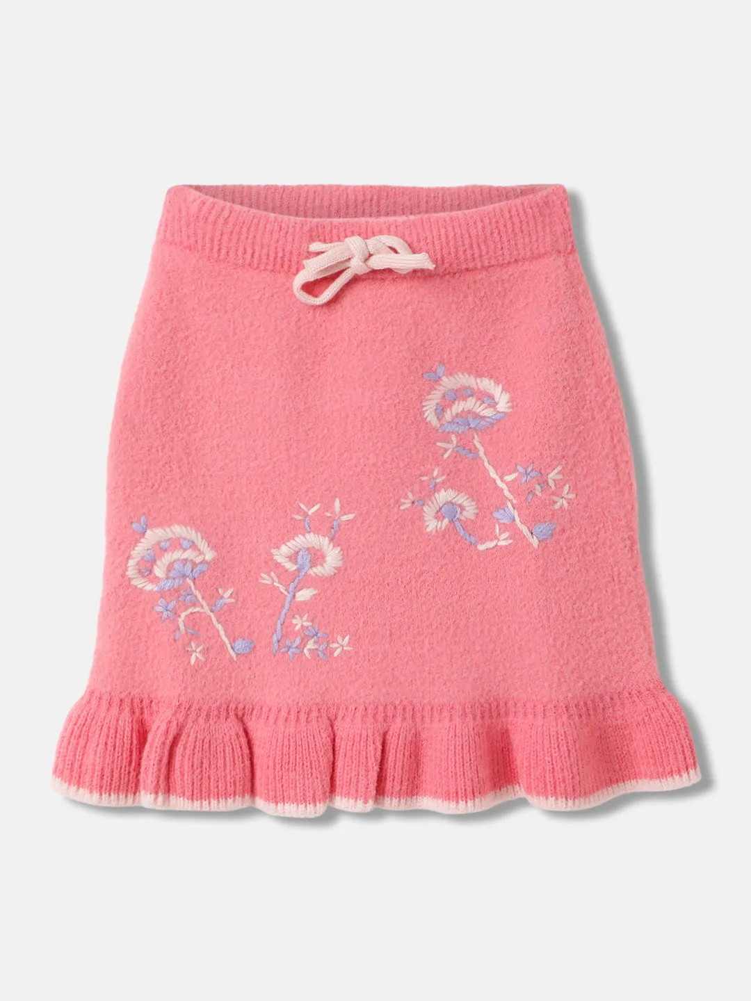 Blue Giraffe Girls Embroidered Regular Fit Skirt