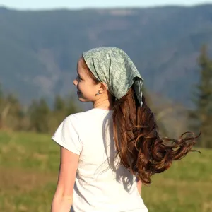 Blue Green Flower Printed Cotton Scarf - Japan
