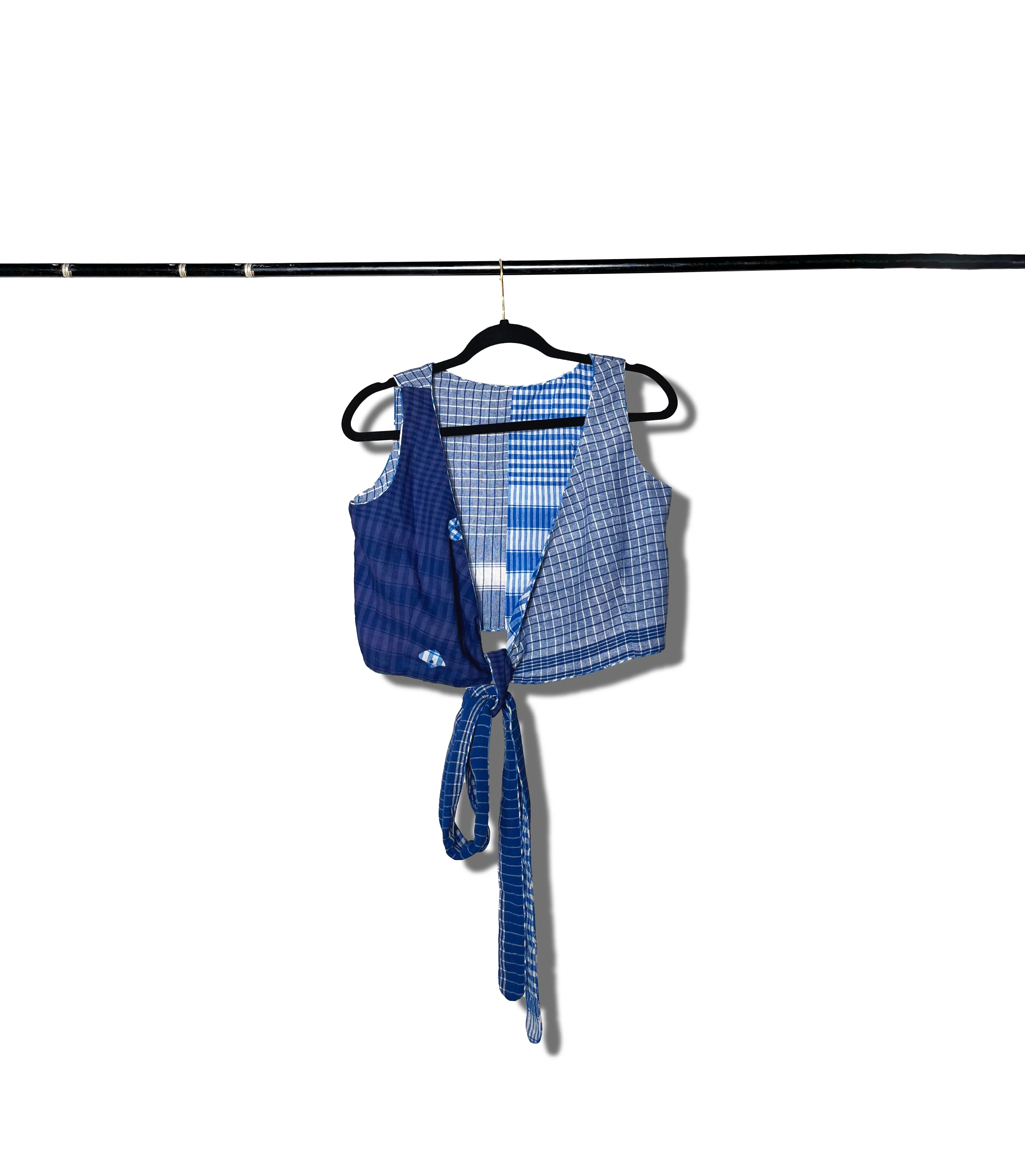 Blue Reversible Bustier   Black/Blues Dual Dhoti Set
