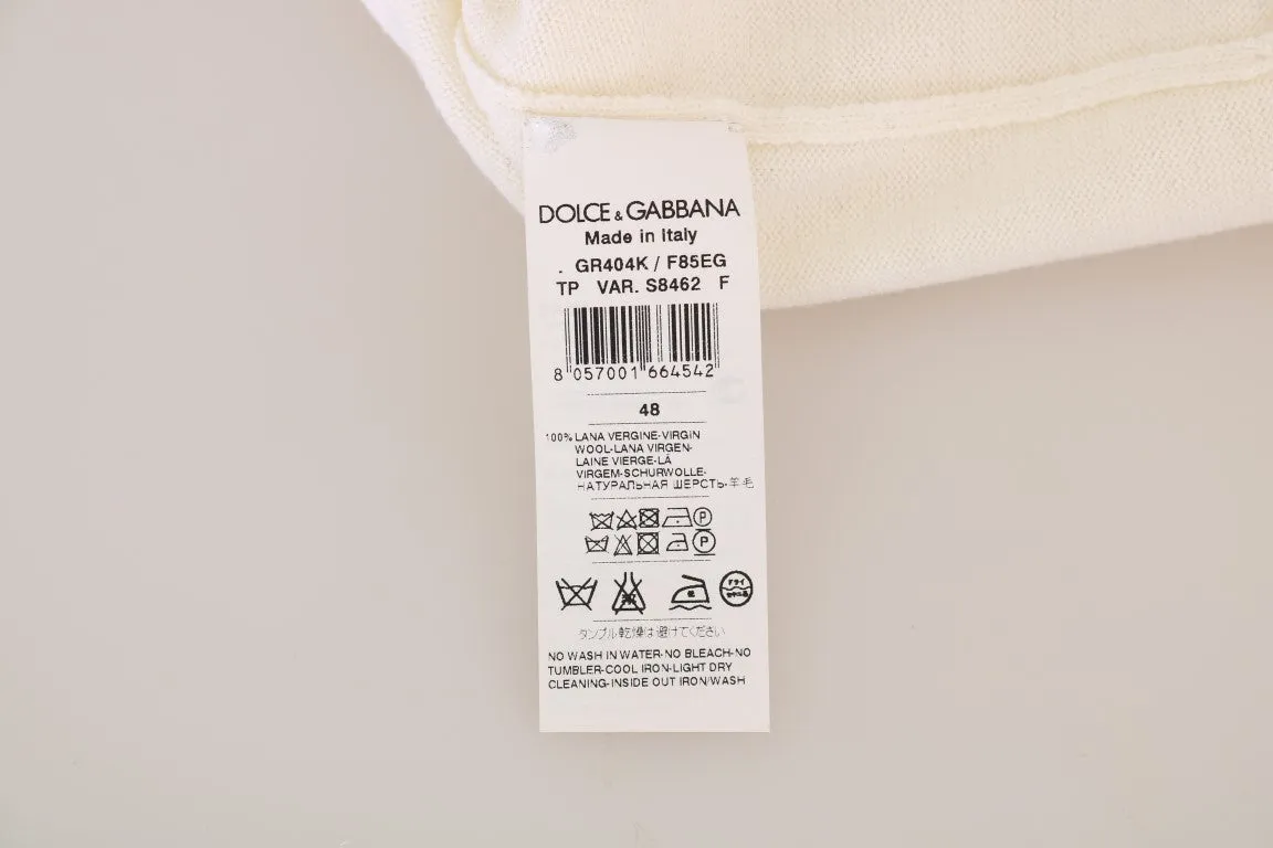 Blue White Wool Crewneck Pullover Sweater