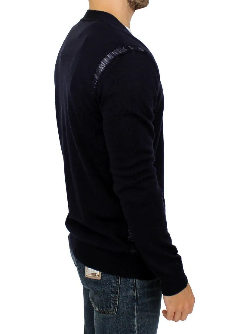 Blue wool cardigan sweater