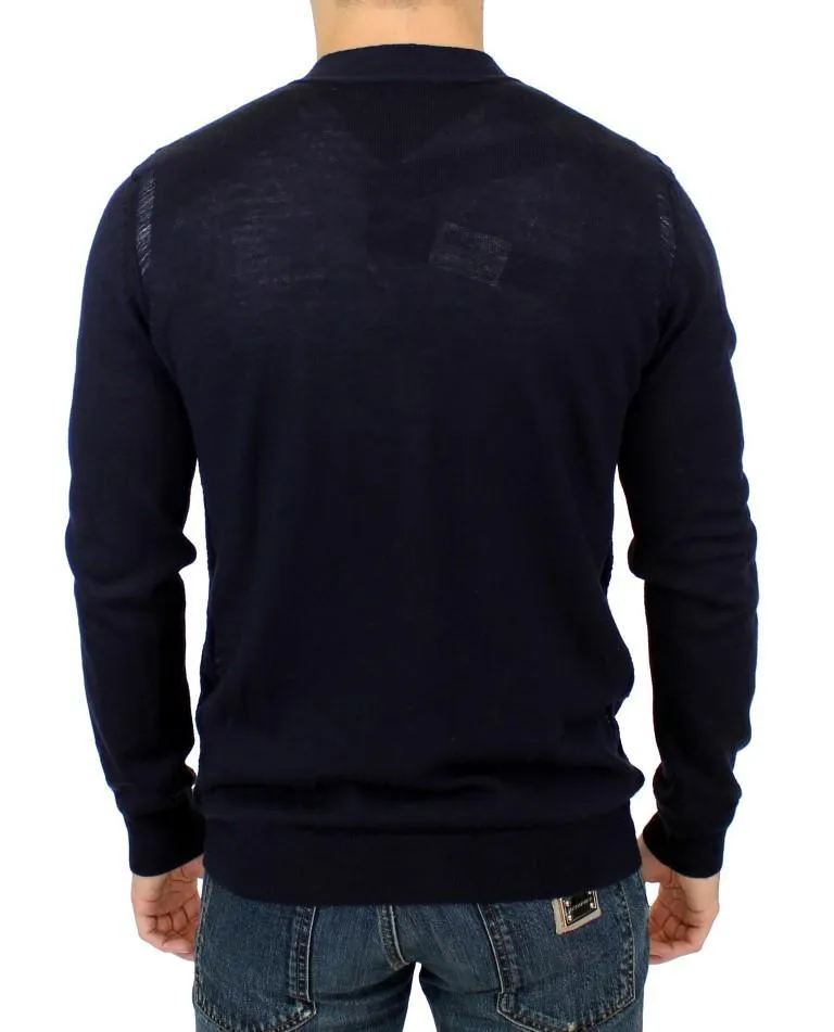 Blue wool cardigan sweater