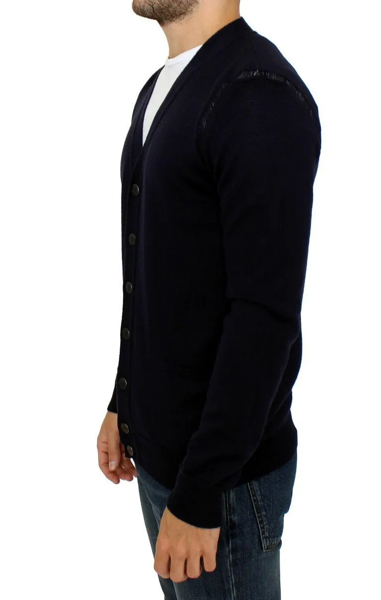 Blue wool cardigan sweater