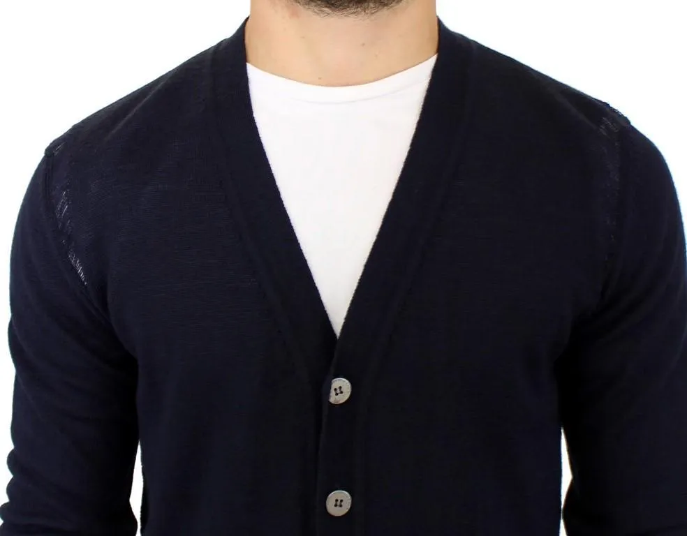 Blue wool cardigan sweater