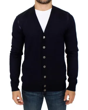 Blue wool cardigan sweater