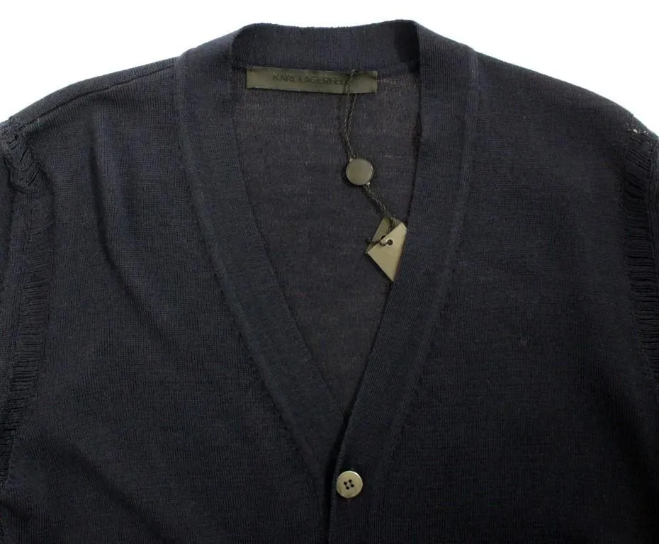 Blue wool cardigan sweater