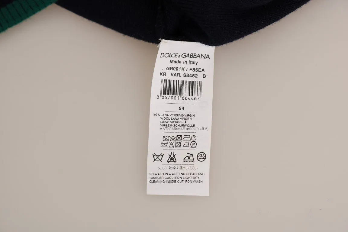 Blue Wool Crewneck Pullover Sweater