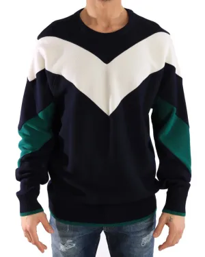Blue Wool Crewneck Pullover Sweater