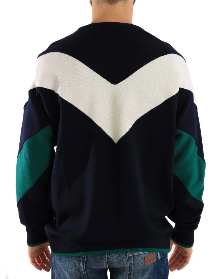 Blue Wool Crewneck Pullover Sweater